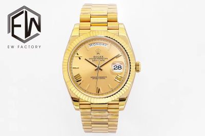 EW Factory Rolex Daydate 40mm 3255 Movement YG Face Yellow Gold President Band Watch